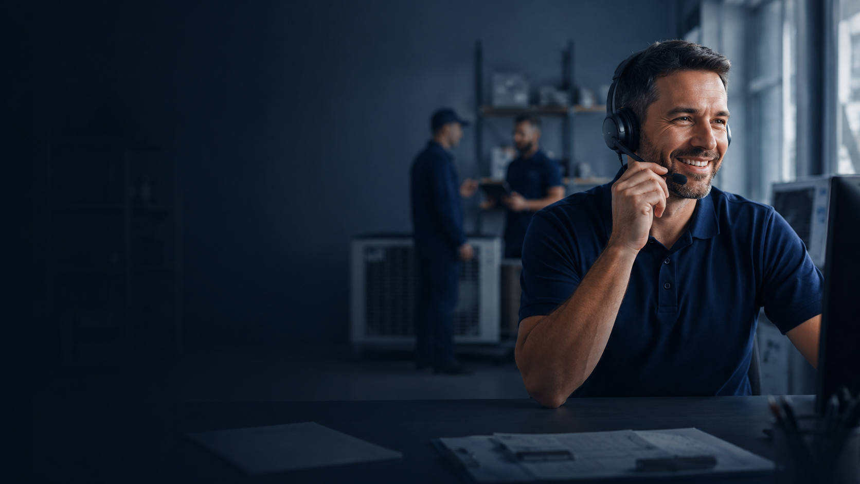 HVAC technician working on equipment